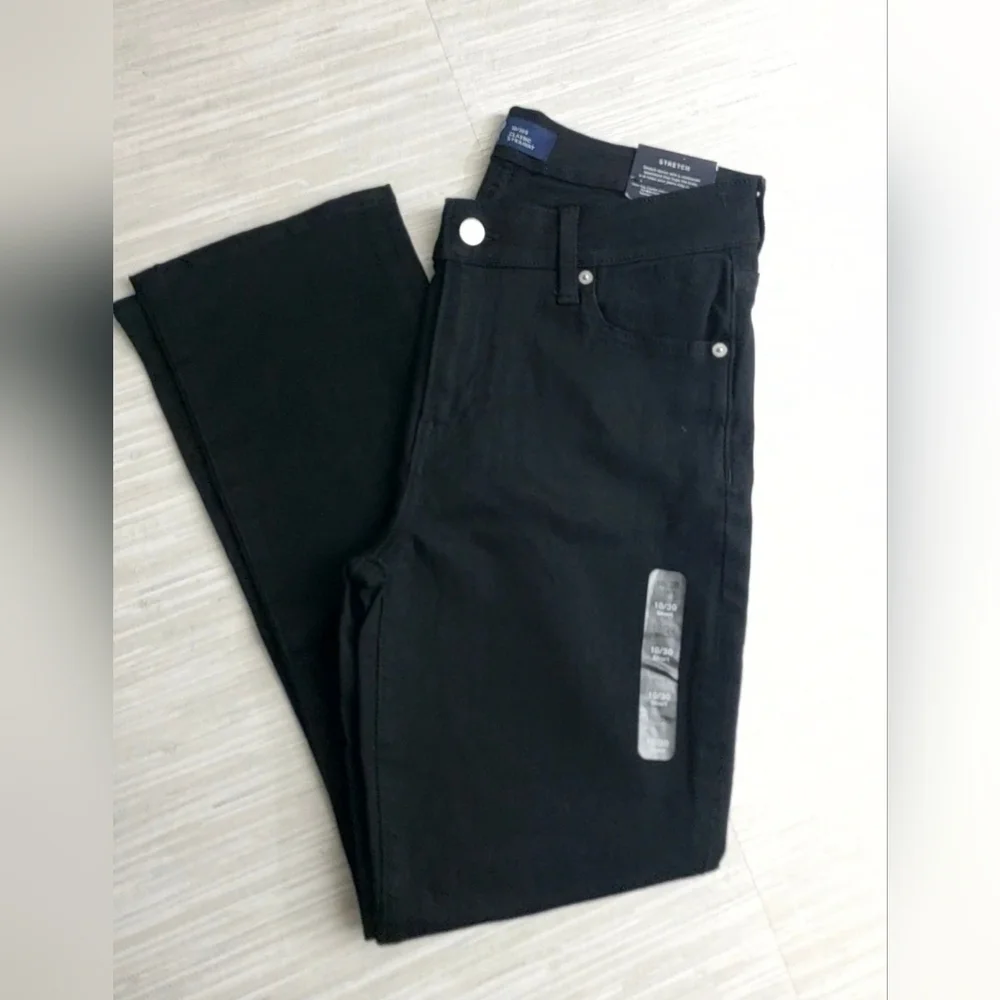 GAP 90's Mid Rise Classic Straight Jeans Black Stretch Hold 10/30 SHORT NWT $80